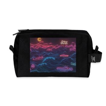 Neon waves - Recycelte Kulturtasche - Schwarz - Vorne