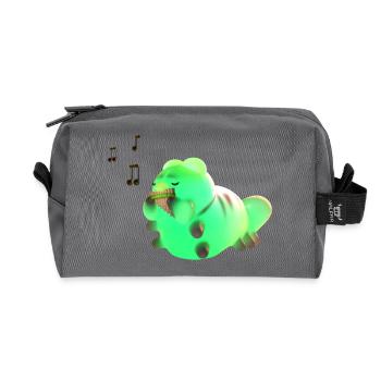 Little cute caterpillar welcomes the sunrise with her - Recycled Toiletry Zip Bag - anthracite - Front