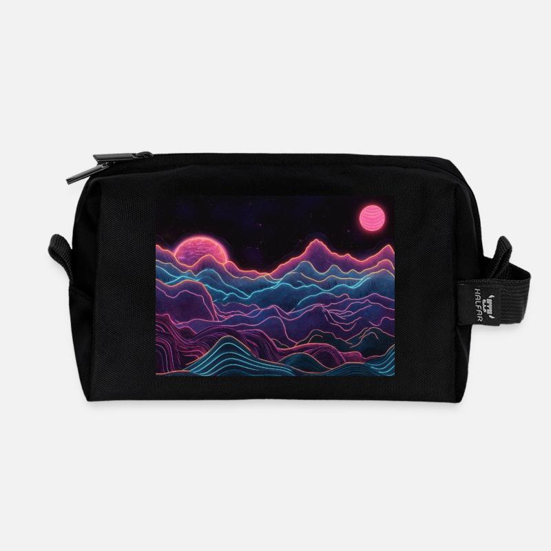 Neon - Recycelte Kulturtasche - Schwarz