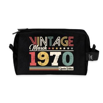 55ème anniversaire cadeau mari Vintage mars 1970 - Trousse de toilette en tissu recyclé - noir - Devant