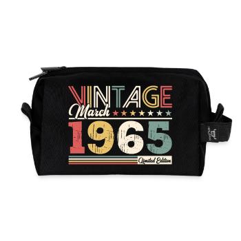 60ème anniversaire cadeau mari Vintage mars 1965 - Trousse de toilette en tissu recyclé - noir - Devant