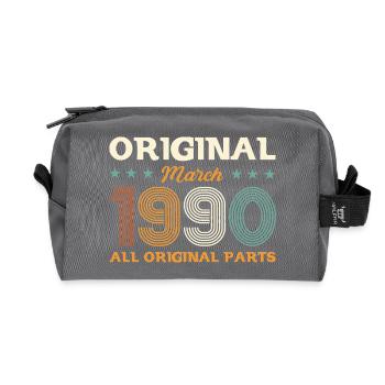 35th Birthday Gift Husband Original March 1990 - Recycled Toiletry Zip Bag - anthracite - Front