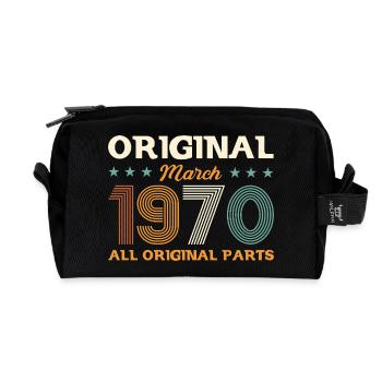 55ème anniversaire cadeau mari Original mars 1970 - Trousse de toilette en tissu recyclé - noir - Devant