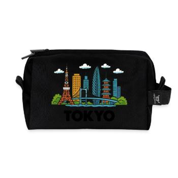 Tokyo City Skyline - Recycled Toiletry Zip Bag - black - Front