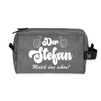 der Stefan match das schon - Recycelte Kulturtasche - Anthrazit - Vorne