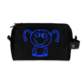 chenille trou au sol doux joli sourire heureux bande dessinée - Trousse de toilette en tissu recyclé - noir - Devant