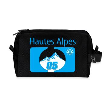 Berge und Schneeflocken Winter Hochalpen - Recycelte Kulturtasche - Schwarz - Vorne
