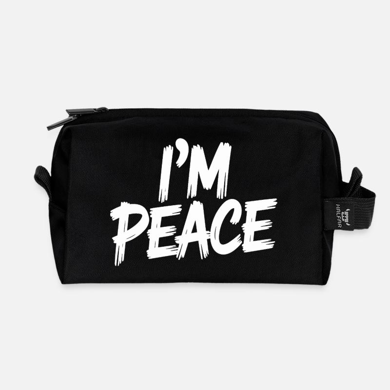 Ich komme in Frieden Ich bin Frieden Lustiges Paar Matching - Recycelte Kulturtasche - Schwarz