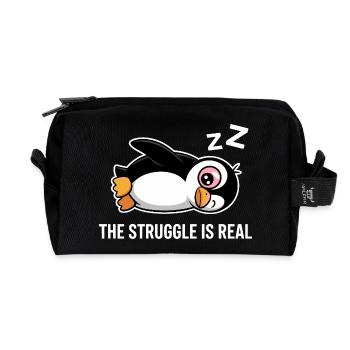 Penguin Funny Saying - Recycled Toiletry Zip Bag - black - Front