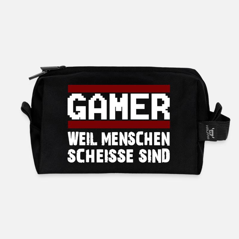 GAMER WEIL MENSCHEN SCHEISSE SIND Zocker Nerd - Recycelte Kulturtasche - Schwarz