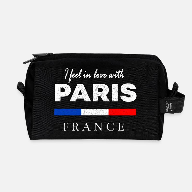 I fell in love with Paris – Frankreich Design - Recycelte Kulturtasche - Schwarz