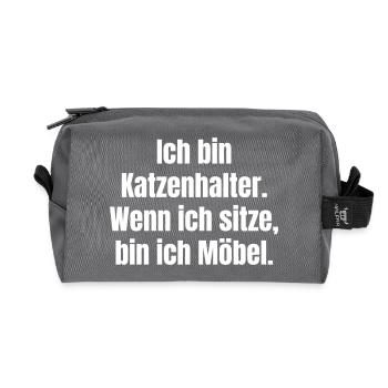 Katzenhalter Möbelhumor Spruch - Recycelte Kulturtasche - Anthrazit - Vorne