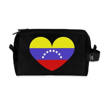 Venezuela heart flag - Recycled Toiletry Zip Bag - black - Front