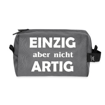Einzigartig aber nicht Artig - Recycelte Kulturtasche - Anthrazit - Vorne