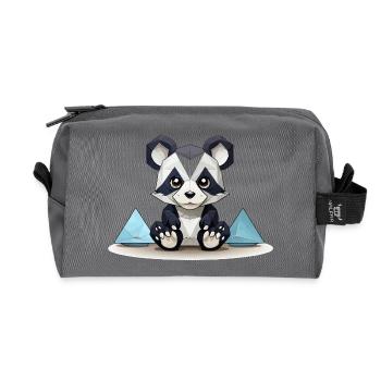 Panda low-poly aux montagnes de glace - Trousse de toilette en tissu recyclé - anthracite - Devant