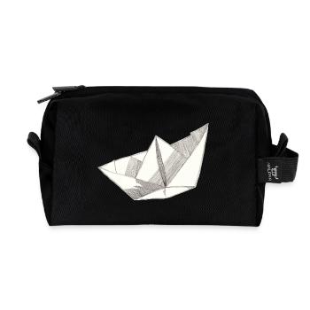 Navire en papier - Trousse de toilette en tissu recyclé - noir - Devant