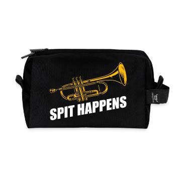 Spit happens trumpet player - Recycled Toiletry Zip Bag - black - Front