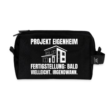 House Building Project Own Home Humor Builder - Recycled Toiletry Zip Bag - black - Front