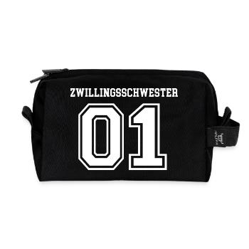 Zwillingsschwester Zwilling Schwestern Mädchen 01 - Recycelte Kulturtasche - Schwarz - Vorne