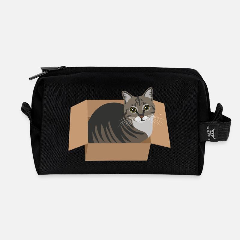 Cat in a box - Recycelte Kulturtasche - Schwarz