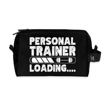 Powerlifting Bodybuilder Personal Trainer Loading - Recycled Toiletry Zip Bag - black - Front