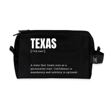 Texas Large Format Typography Humor - Recycled Toiletry Zip Bag - black - Front