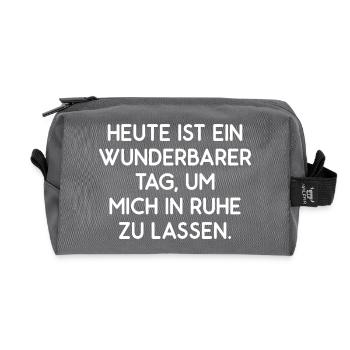 Heute ist ein guter Tag mich in Ruhe zu lassen - Recycelte Kulturtasche - Anthrazit - Vorne