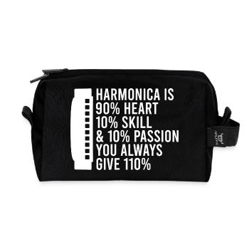 Harmonica Musican Heart Skill Passion Harmonica - Recycled Toiletry Zip Bag - black - Front