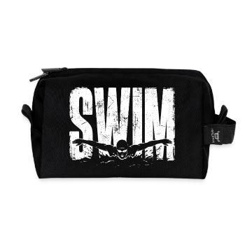 Swim Shirt Swim Sport Swimmer Gift - Recycled Toiletry Zip Bag - black - Front