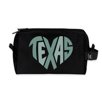 Typographie texane Cœur géométrique - Trousse de toilette en tissu recyclé - noir - Devant
