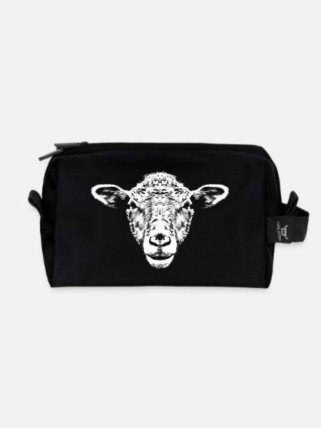 Weißes Schaf / Portrait / Kopf - Recycelte Kulturtasche - Schwarz
