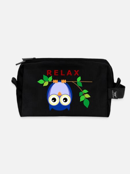 Eule - Relax - Recycelte Kulturtasche - Schwarz