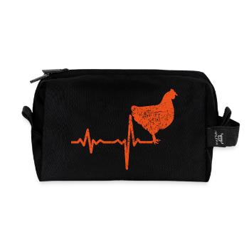 Gift heartbeat chicken cock - Recycled Toiletry Zip Bag - black - Front