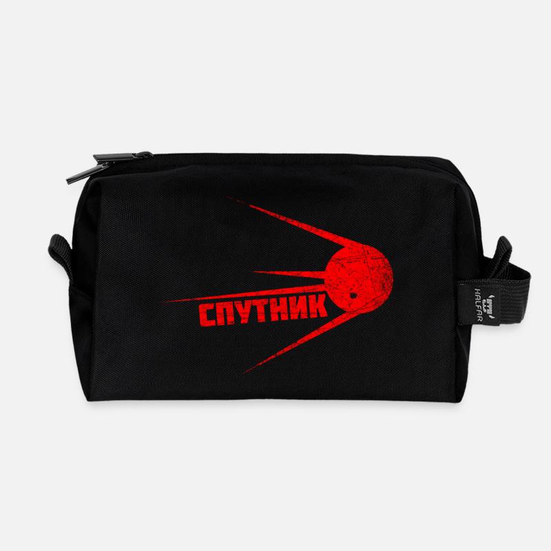SPUTNIK | Premier satellite dans l'espace vendange - Trousse de toilette en tissu recyclé - noir
