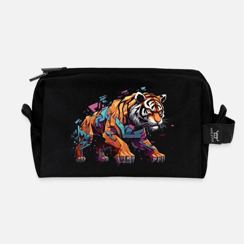Urbanes Raubtier. Tiger im Graffiti-Stil. - Recycelte Kulturtasche - Schwarz