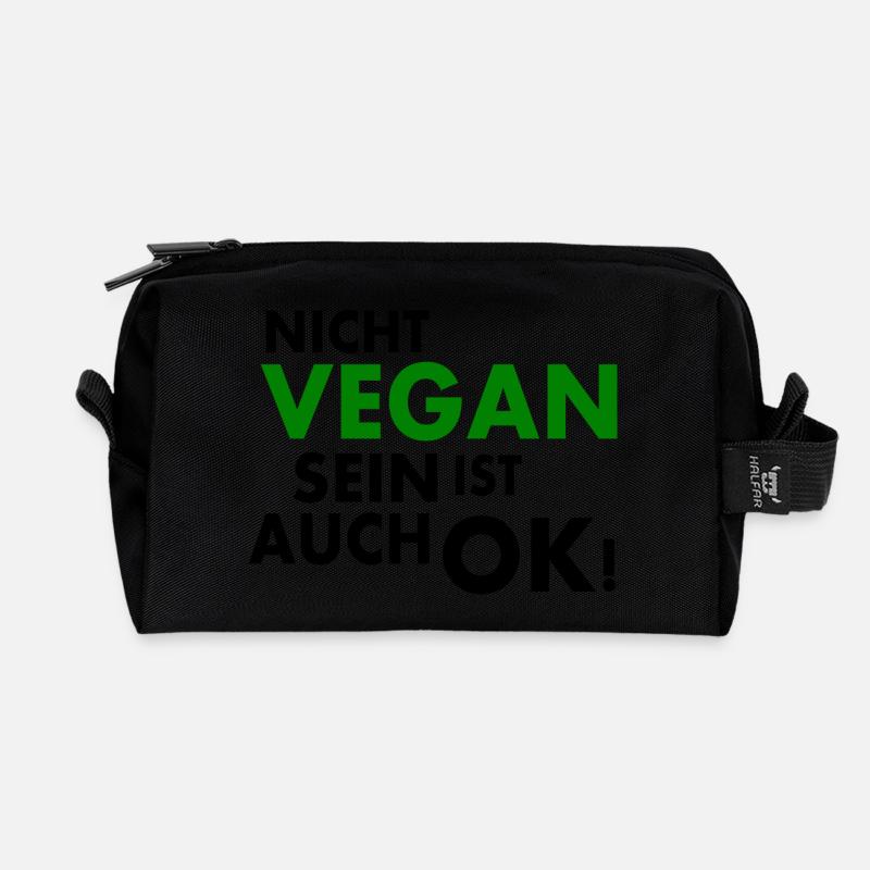 Nicht vegan sein ist auch ok - Recycelte Kulturtasche - Schwarz