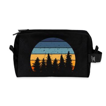 Forest Nature Retro Tree - Recycled Toiletry Zip Bag - black - Front