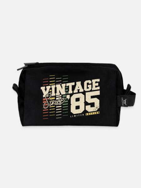 Vintage 1985 Jahrgang geboren Retro Geburtstag - Recycelte Kulturtasche - Schwarz