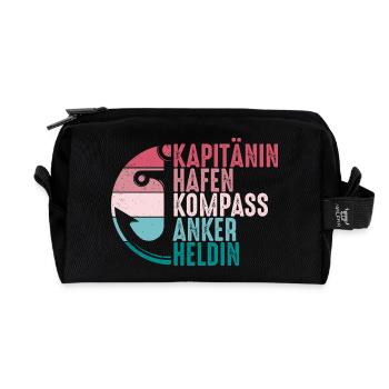 Kapitänin Hafen Kompass Anker Retro Seglerin - Recycelte Kulturtasche - Schwarz - Vorne