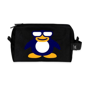 Penguin Nerd Glasses Horn-Rimmed Glasses Geek Smart Cool - Recycled Toiletry Zip Bag - black - Front