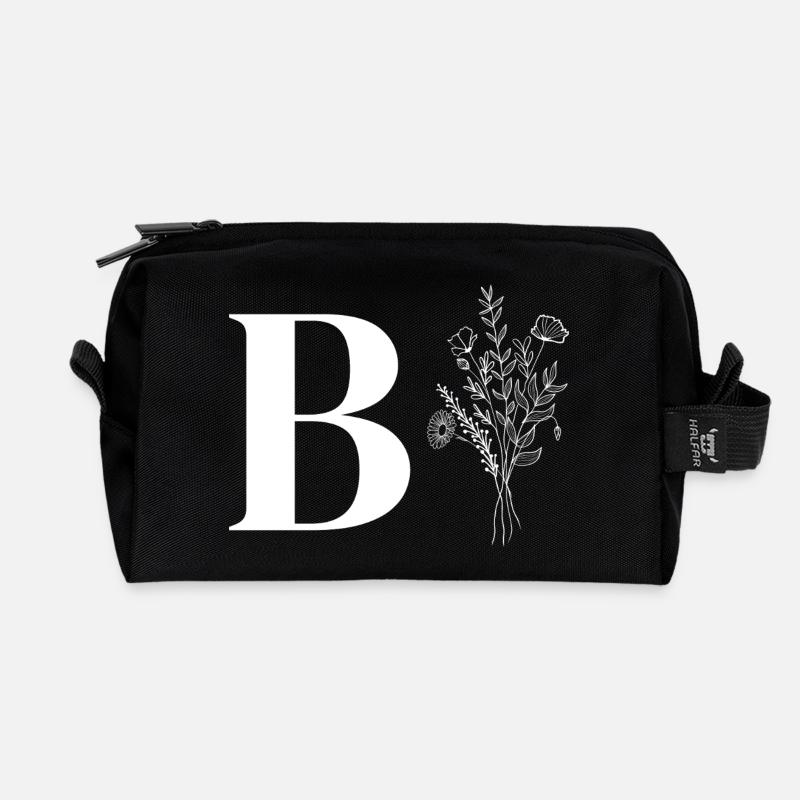 Minimalist flowers - Recycled Toiletry Zip Bag - black