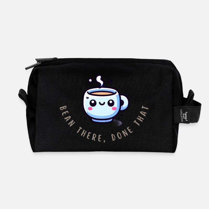 Bean There, Done That - Chemise de café drôle - Trousse de toilette en tissu recyclé - noir