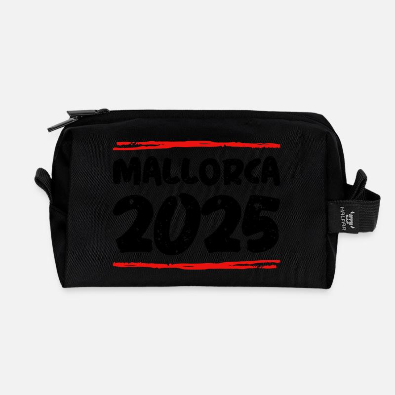 Mallorca 2025 Spruch - Recycelte Kulturtasche - Schwarz