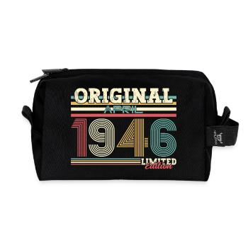 80. Geburtstag Original April Jahrgang 1946 - Recycelte Kulturtasche - Schwarz - Vorne