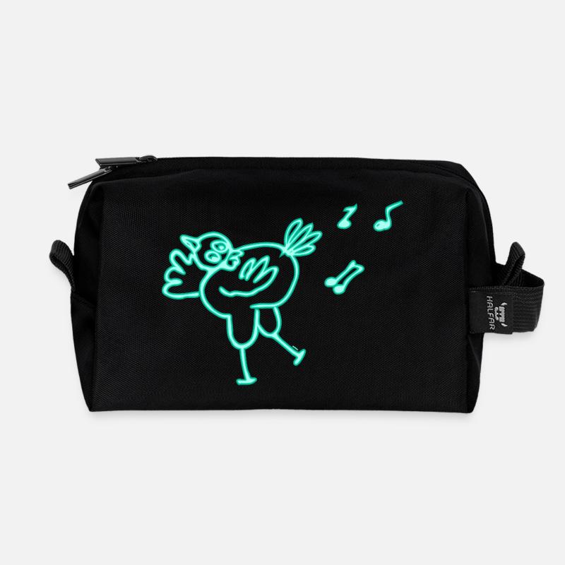 Neon Chicken - Recycled Toiletry Zip Bag - black