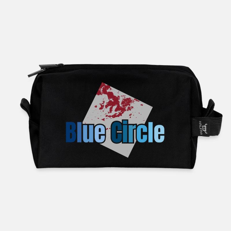 Graues Quadrat Blauer Kreis - Recycelte Kulturtasche - Schwarz