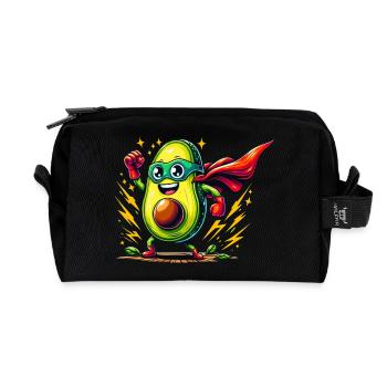 Avocado Avenger with Power Punch - Recycled Toiletry Zip Bag - black - Front