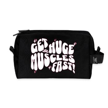 Big Muscles Fun Slogan Design - Recycled Toiletry Zip Bag - black - Front