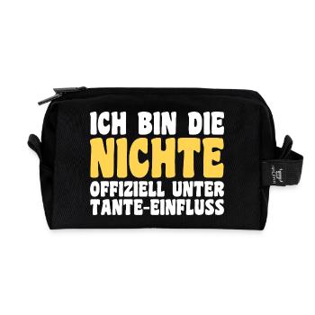 Family motif nephew - Recycled Toiletry Zip Bag - black - Front