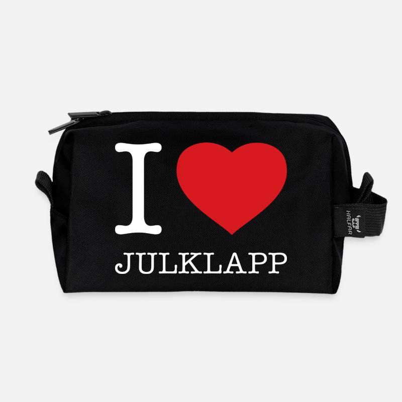 I love Julklapp - Recycelte Kulturtasche - Schwarz